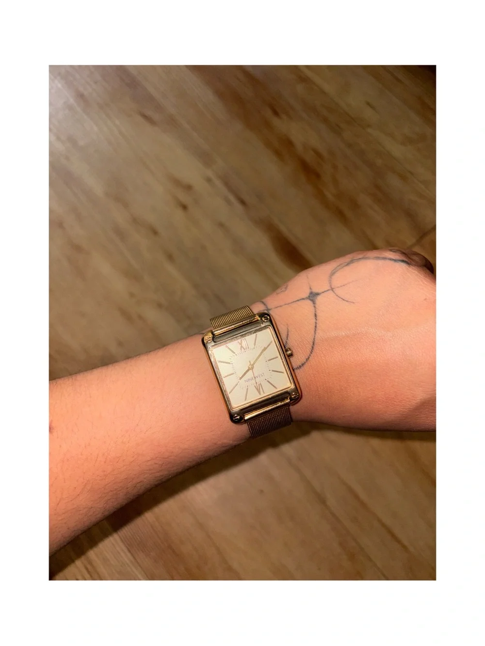Nine West Gold Square Mesh Strap Watch